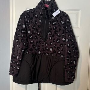 Livi Active Fleece Leopard Print Jacket NWT